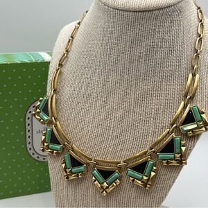 Stella & Dot Zia Black Green Turquoise Enamel Statement Necklace — Never Worn